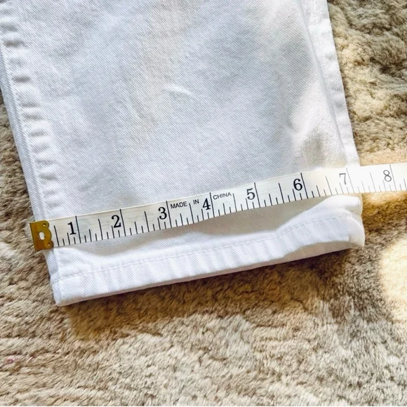 Joie Ultra High Waist Straight Leg Cropped Denim Jeans Button Fly White Size 32 - Picture 7 of 14